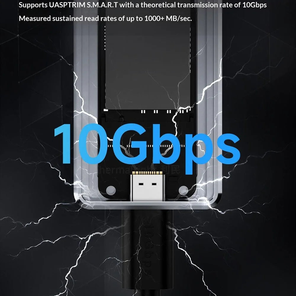 THERMALRIGHT HR-EB109 AC M.2 NVMe SSD Enclosure with USB-A to USB-C Cable USB 3.2 Gen2 10Gbps Type-C Cable Aluminum Alloy CNC External Hard Drive Case - Grey - 5