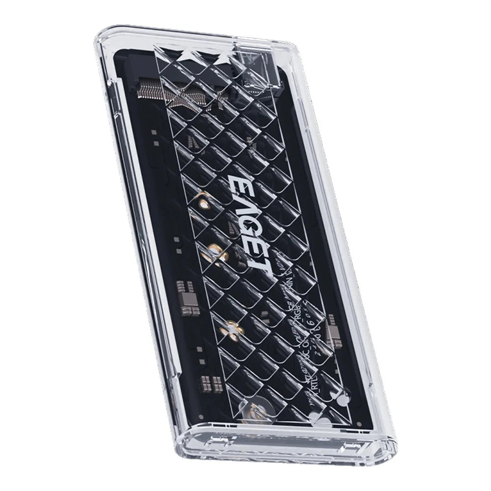 EAGET SE160N M.2 NVMe SSD Hard Drive Case Transparent RGB USB 3.2 Gen2 10Gbps Hard Drive Enclosure - 1