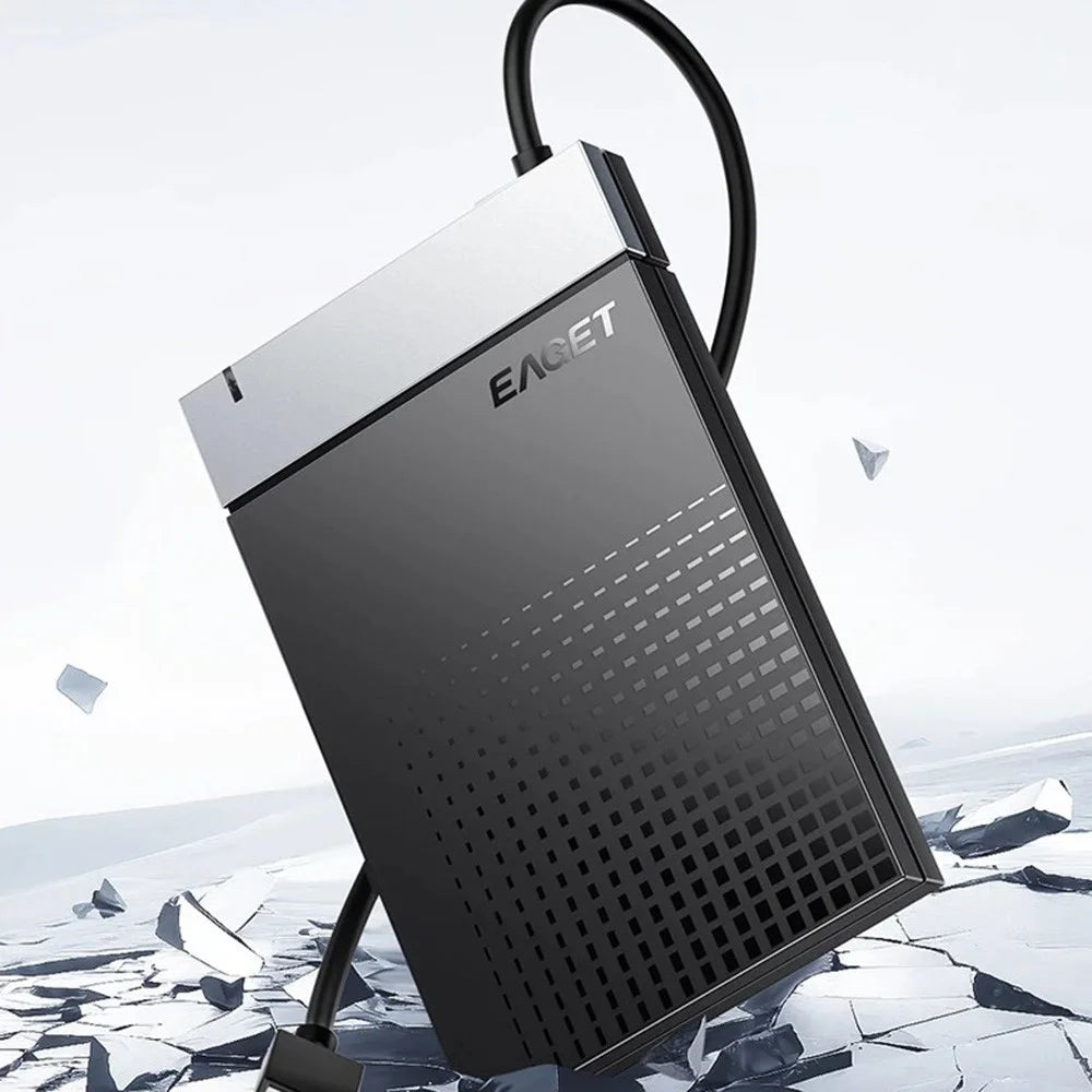 EAGET CE50 2.5 Inch USB3.0 Hard Drive Enclosure with Built-in USB-A Cable 5Gbps SSD HDD External Hard Drive Case - Black - 4
