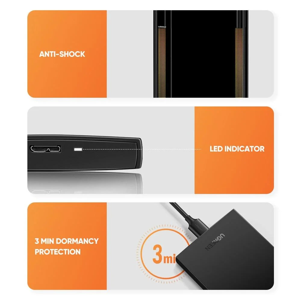 UGREEN 2.5 inch HDD Case USB 3.0 to SATA Adapter External Hard Drive Enclosure for SSD Disk HDD Box - 6