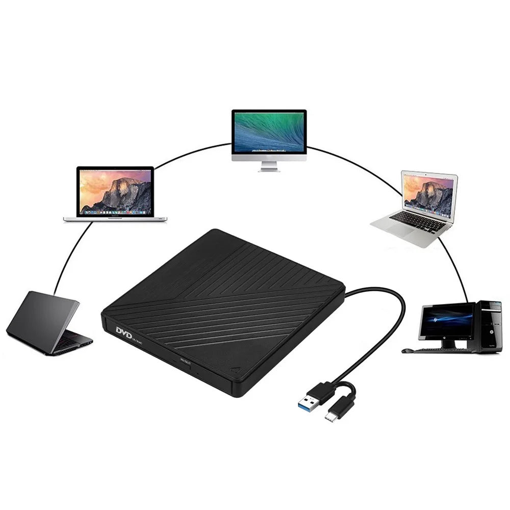 005 External Type-C / USB Laptop Computer CD DVD Playback Burning Optical Drive SD TF Card Reader - 7