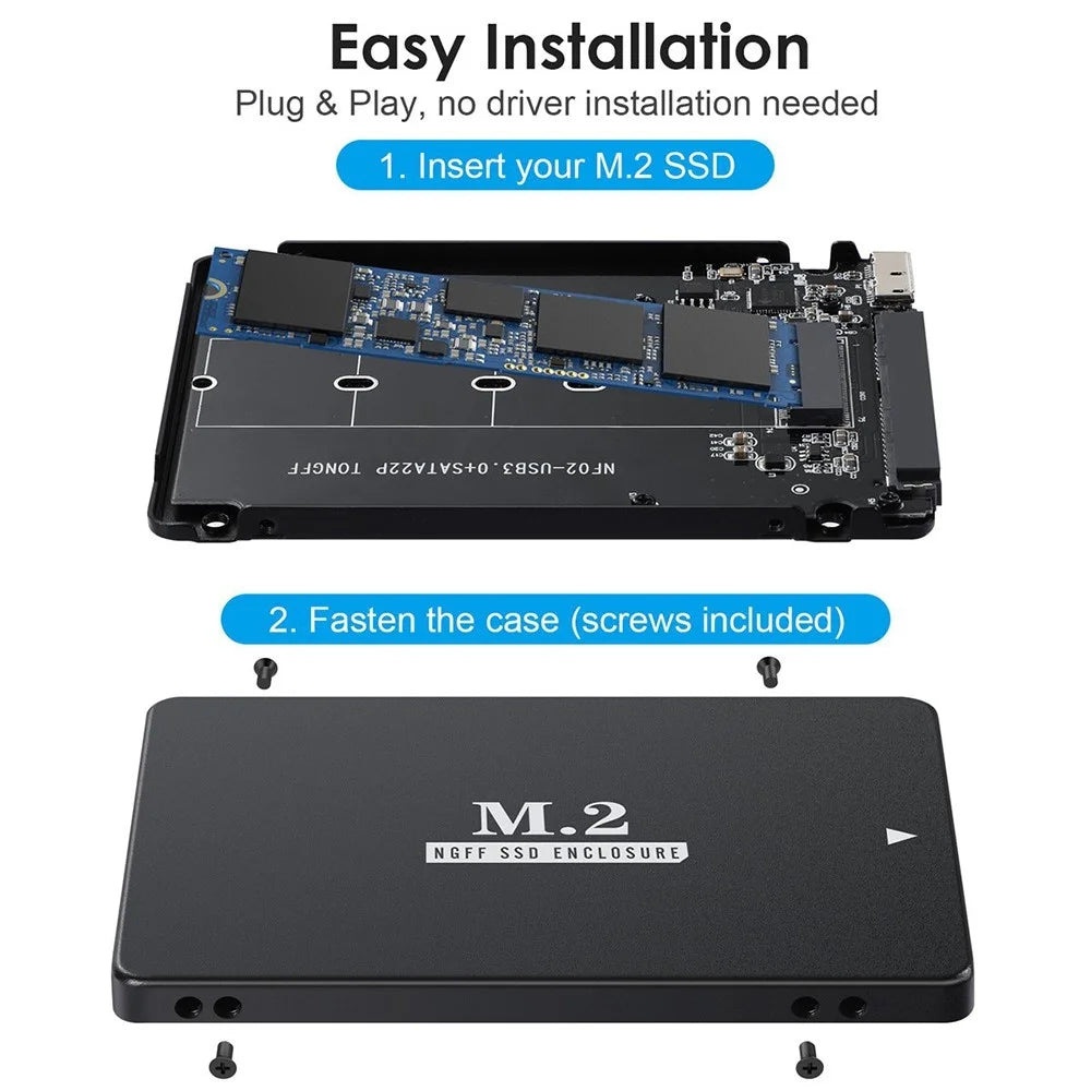 SA-018 NGFF B+M Key M.2 SSD Card to 2.5inch SATA Micro USB 3.0 Combo HDD Disk Drive Enclosure with Micro USB Cable - 5