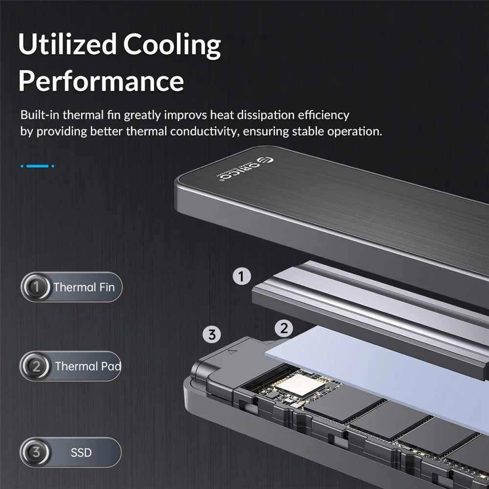 ORICO ORICO-HM2-G2 M.2 NVMe SSD Case 10Gbps High Speed Hard Drive Enclosure External Hard Disk Case - 2