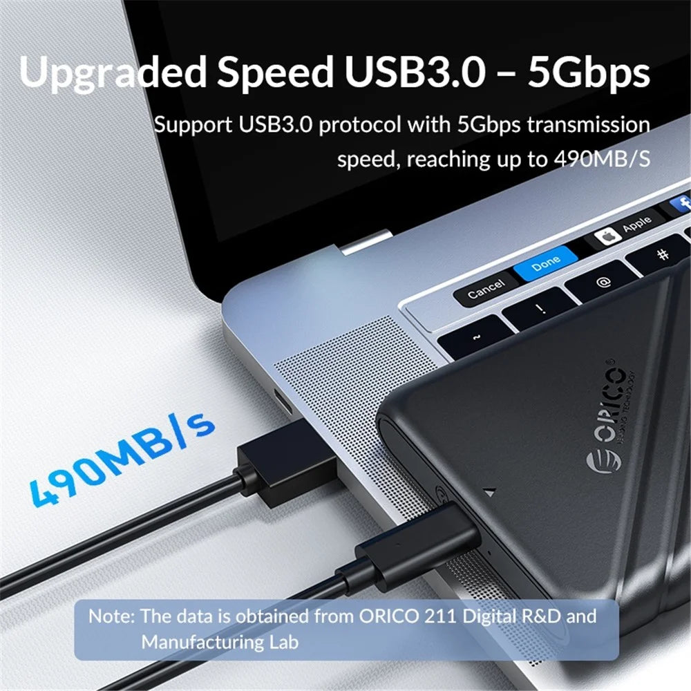 ORICO 25PW1-U3 5Gbps Transmission Micro-B 2.5" External Storage HDD Enclosure SATA HDD SSD Hard Drive Enclosure Support 6TB - Black - 3