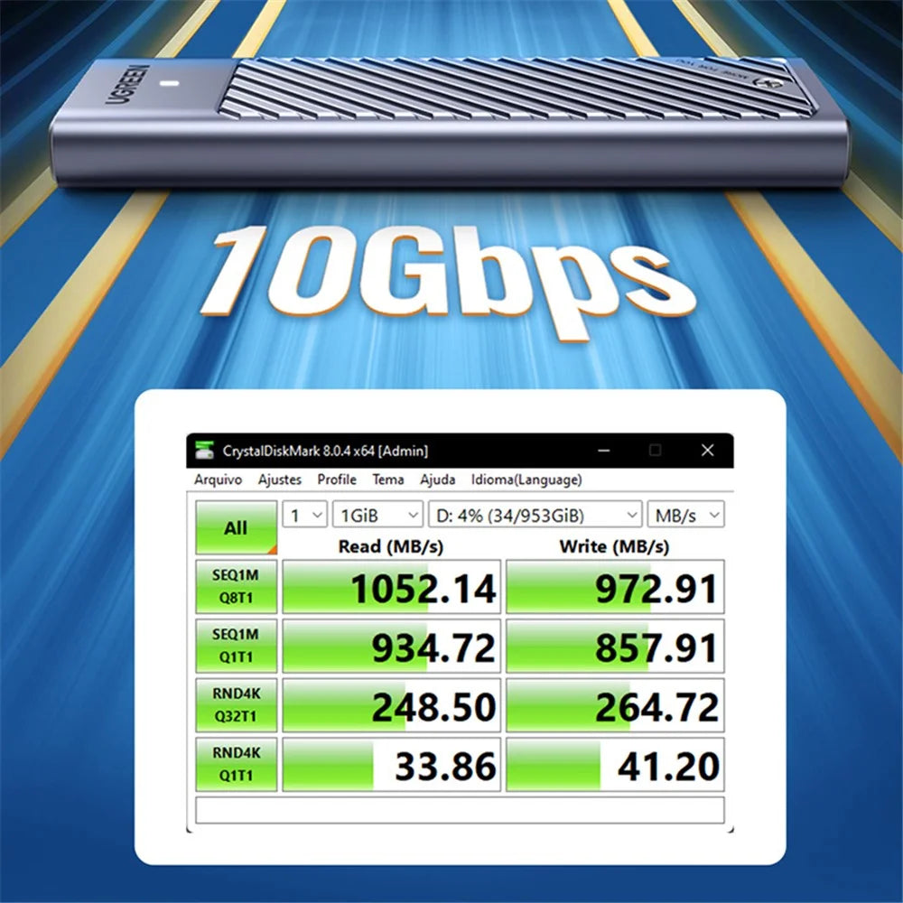 UGREEN 90408 M.2 NVMe / SATA Dual-Protocol Hard Drive Enclosure Type-C / USB3.2 External Mobile Hard Drive Enclosure for Laptop with SSD Solid State M2 Box - 3