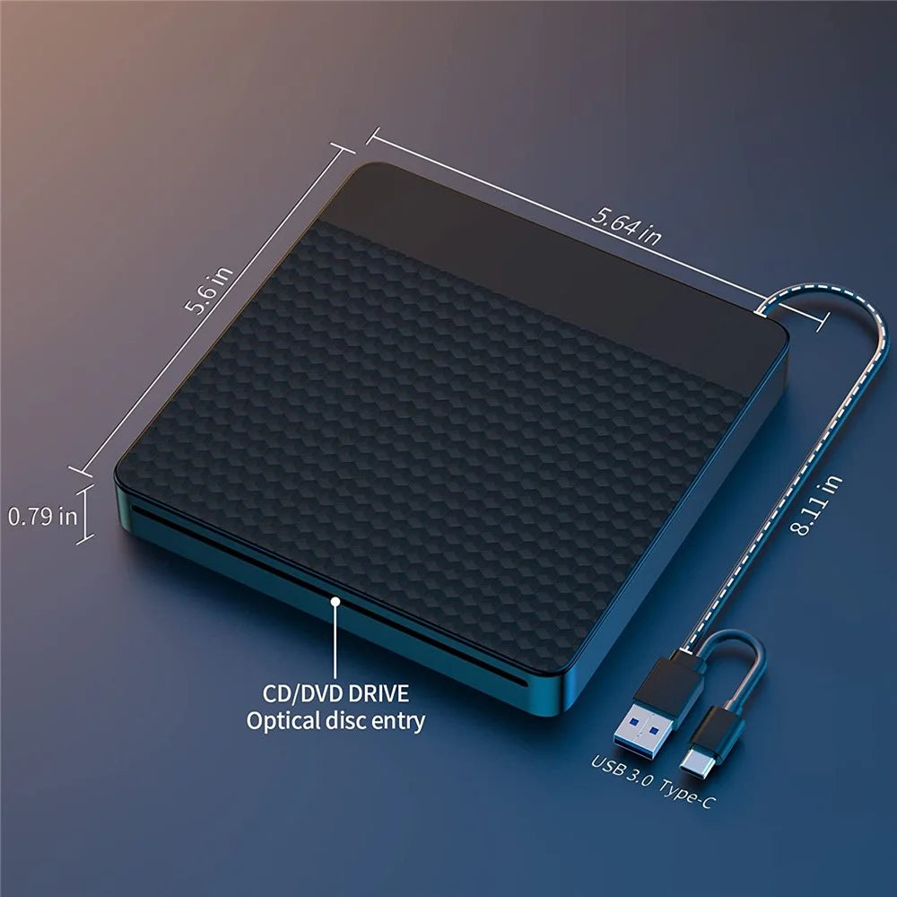 X001 External Optical Drive CD / DVD Burner Reader USB 3.0+Typle C Disc Player - 7