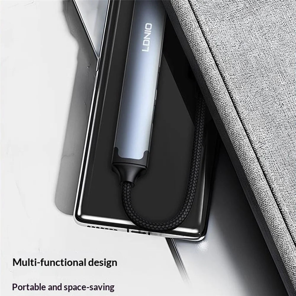 LDNIO DS-134C USB-C to 4-Port USB 3.0 Hub 5Gbps High Speed Data Transfer Adapter for MacBook Laptop - Grey - 5