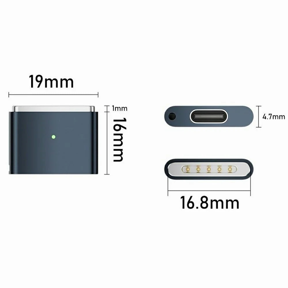 AP3-100T USB-C Female to Compatible with MagSafe 3 Male Magnetic Adapter 100W PD Fast Charging Converter for MacBook Pro  /  Air - Black - 6