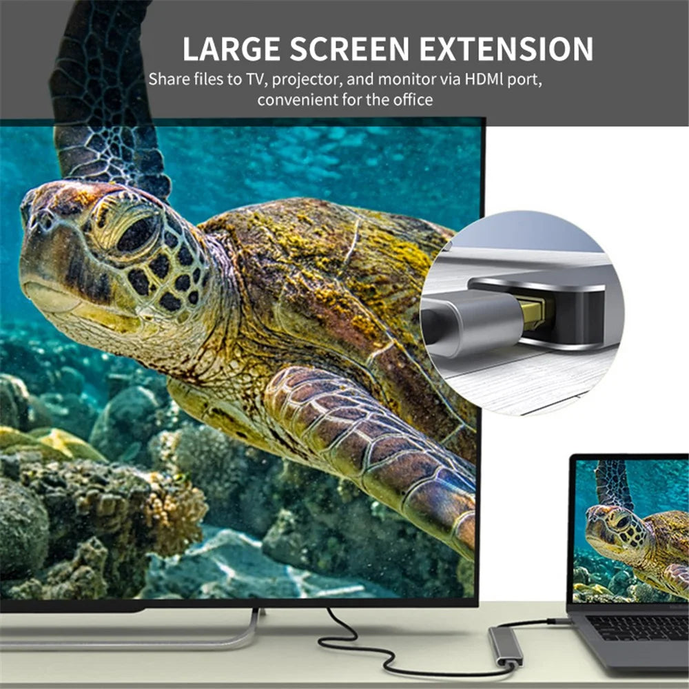 ENKAY HAT PRINCE 5-in-1 Type-C Hub to 4K HD Video Output+3xUSB3.0+PD Fast Charging USB-C Dock Station for Laptop PC - 3