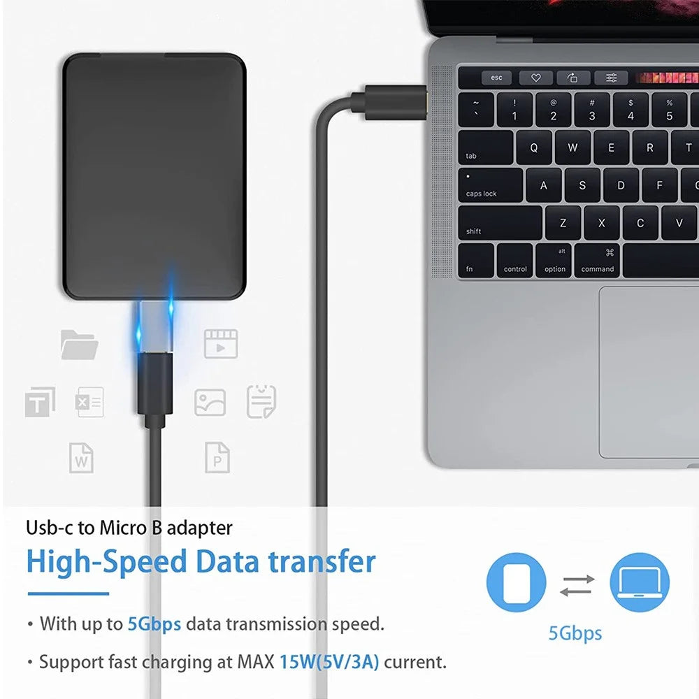 JUNSUNMAY Type-C Female to USB 3.0 Micro B Male Adapter Aluminium Alloy Converter for Hard Drive - 2
