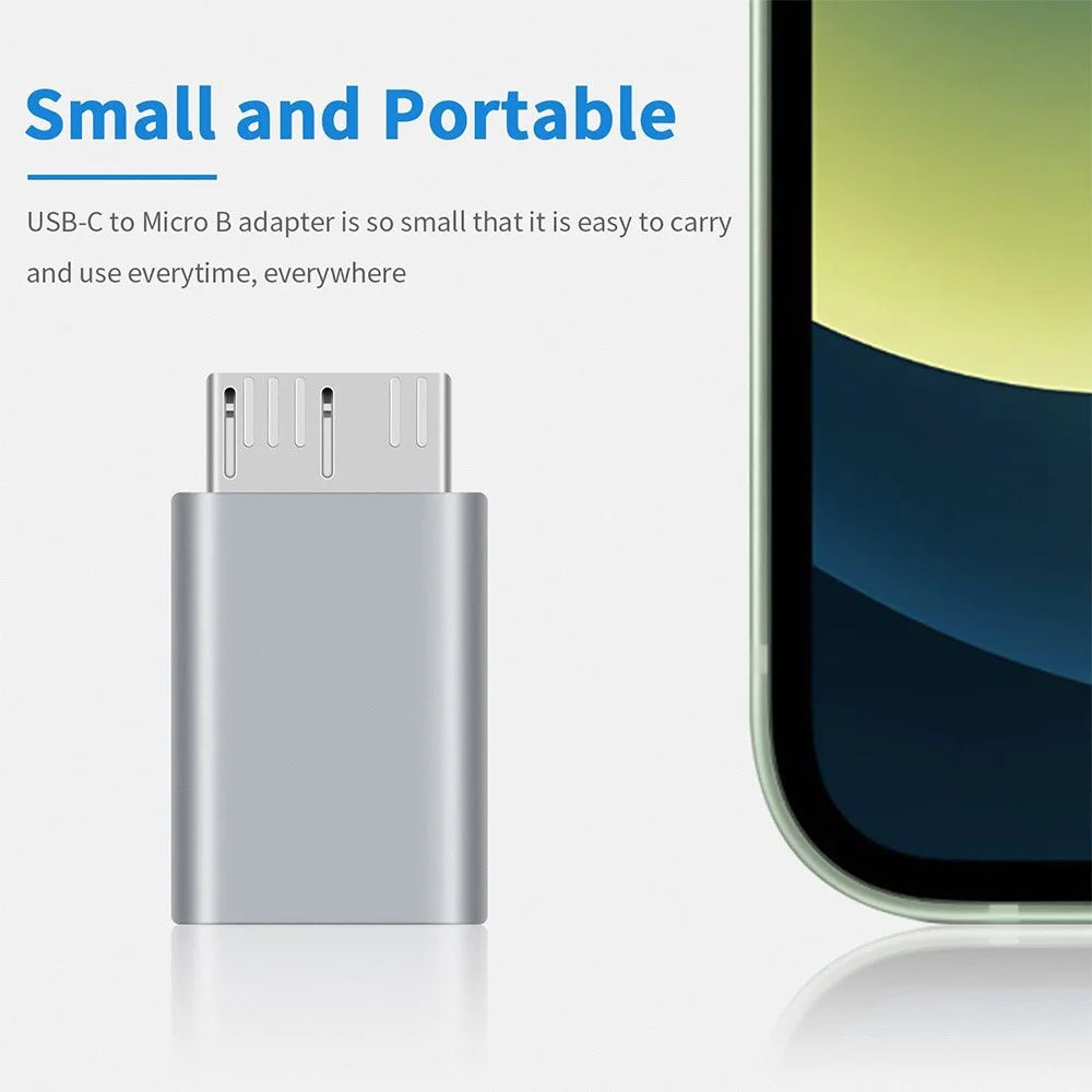 JUNSUNMAY Type-C Female to USB 3.0 Micro B Male Adapter Aluminium Alloy Converter for Hard Drive - 4