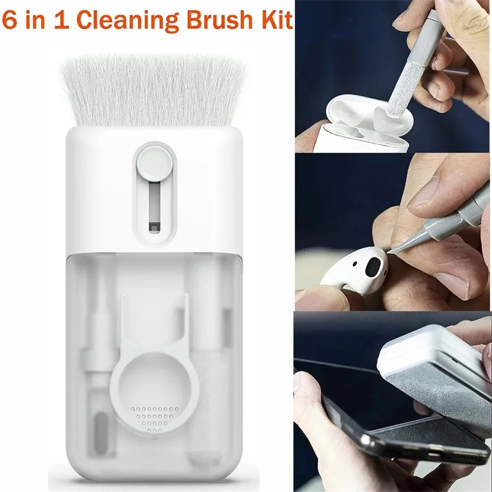 Bluetooth-compatible Headset Keyboard Cleaning Tools Kit Dust Removal Pen Brush Wipe Cloth Key Puller Set - 6