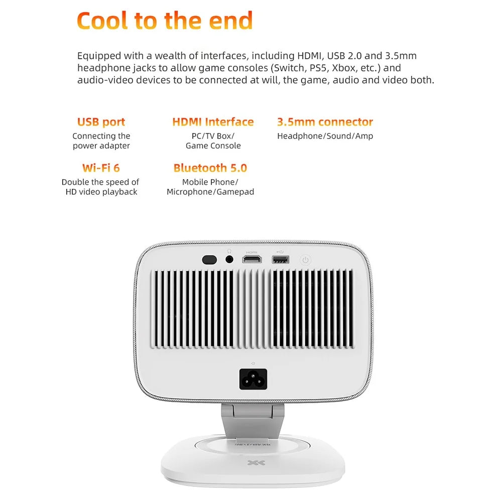 LENOVO Xiaoxin 100P Full HD 1080P Smart Projector 1300 ANSI Lumens Home Theater with 4K Decoding Auto Focus Keystone Correction, 2+32GB - EU Plug - 2