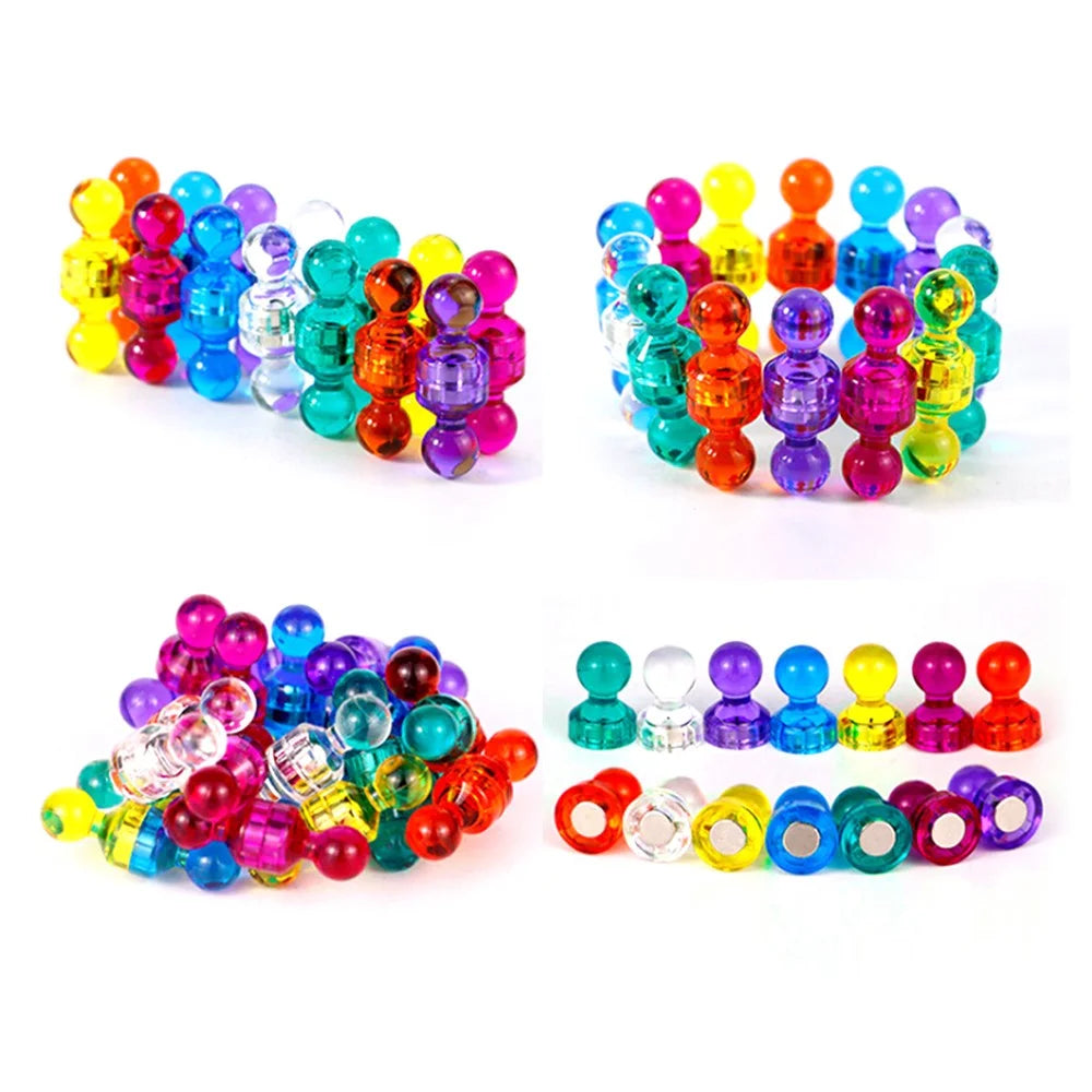 10PCS/Pack Assorted Color Magnetic Push Pins for Maps Whiteboards Refrigerators (Color Random) - 2
