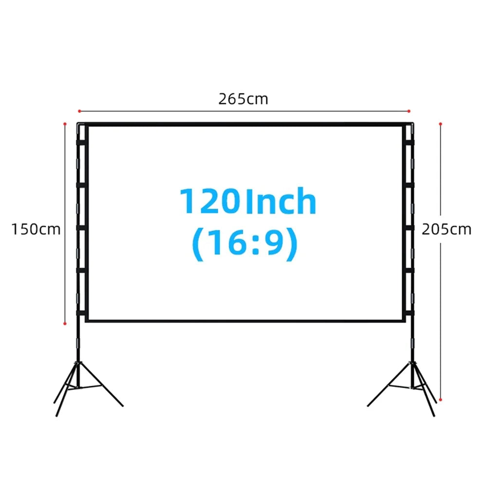16:9 84-inch Folded HD Projector Screen Outdoor High Resolution Projection Screen Cloth with Portable Bracket - 7