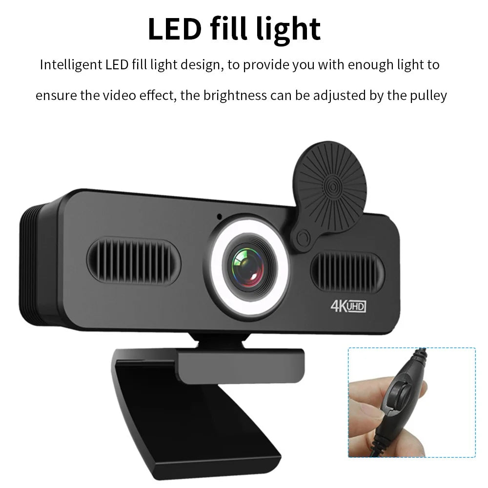 ELEBEST 2K USB Computer Camera Live Streaming Video Conference Webcam with Fill Light - 5