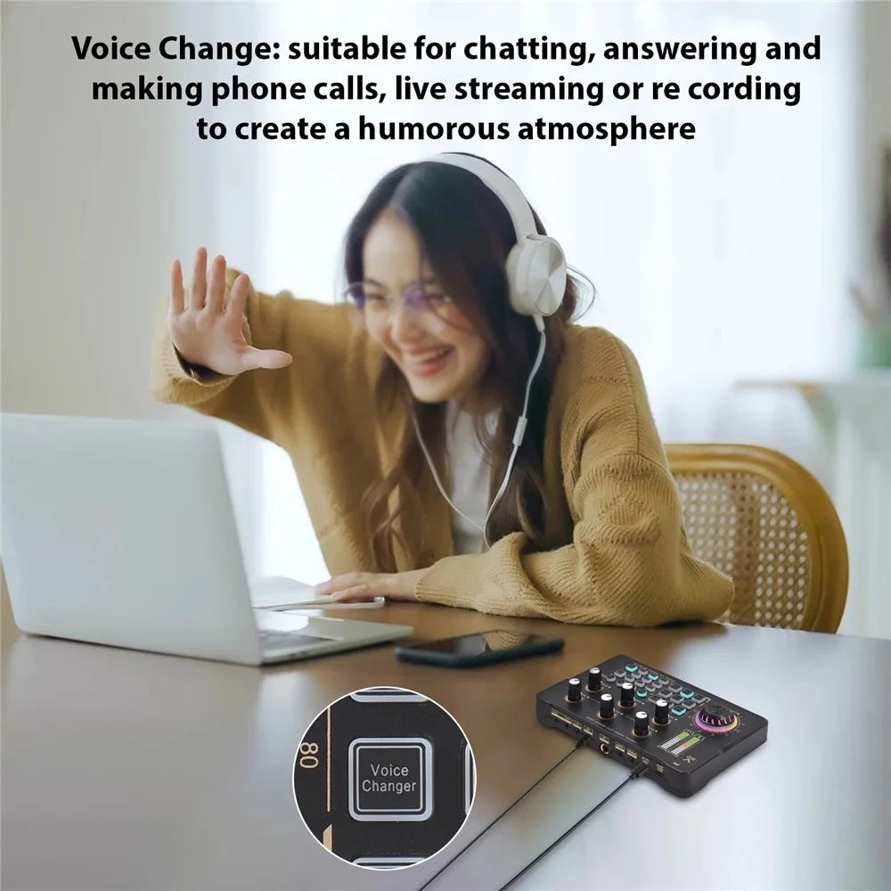 V80 Portable Live Streaming Karaoke Sound Card Mixer for Mobile Phone Computer - 7