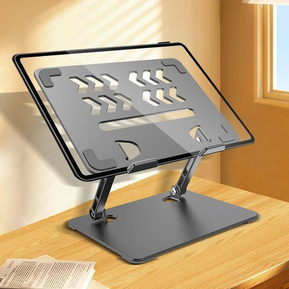 GFS04-T Laptop Cooling Stand Adjustable Height Carbon Steel Foldable Tablet Holder Notebook Bracket - Grey - 2