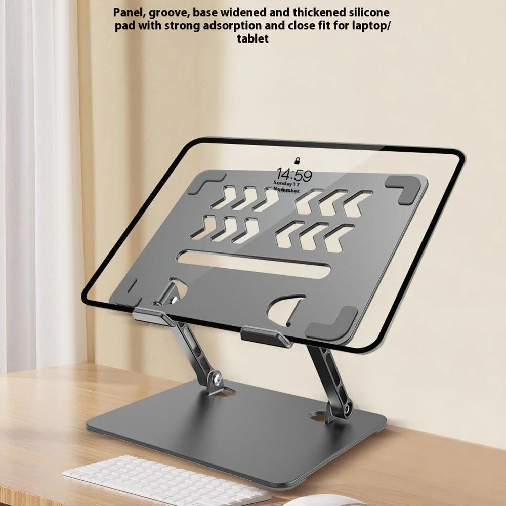 GFS04-T Laptop Cooling Stand Adjustable Height Carbon Steel Foldable Tablet Holder Notebook Bracket - Grey - 5