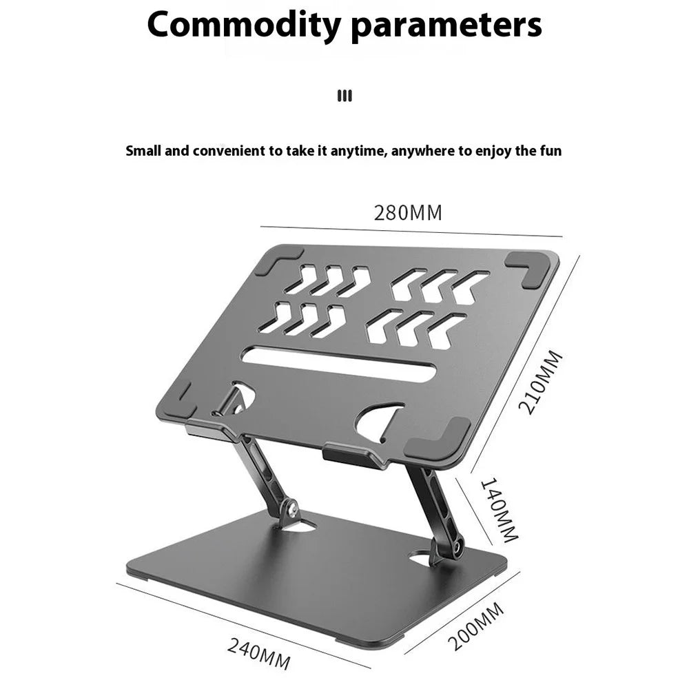 GFS04-T Laptop Cooling Stand Adjustable Height Carbon Steel Foldable Tablet Holder Notebook Bracket - Grey - 7