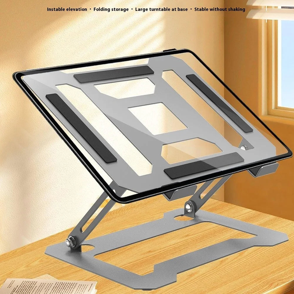 GFS13-TT Foldable Desktop Stand for Laptop Carbon Steel Adjustable Height Notebook Bracket - Grey - 2