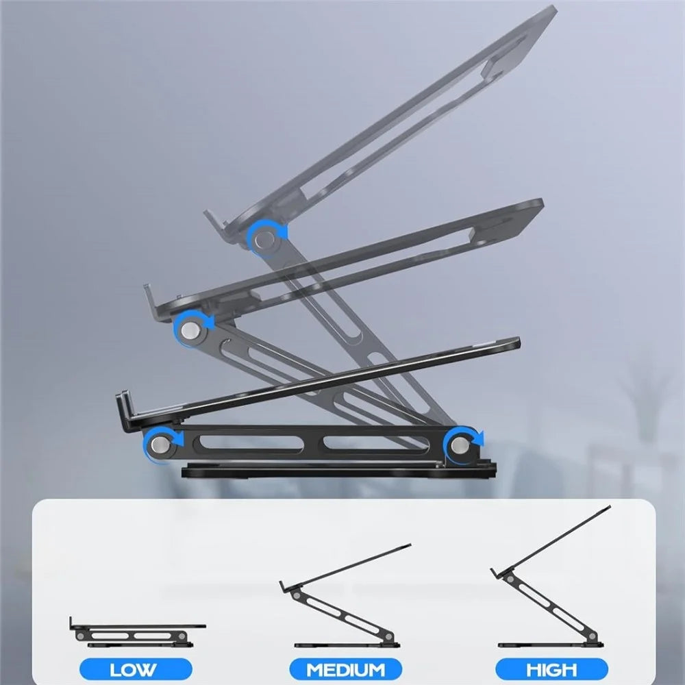 NH-02B Foldable Laptop Stand For 10 - 15.6 Inch Notebooks Adjustable Height Ergonomic Cooling Support - 3