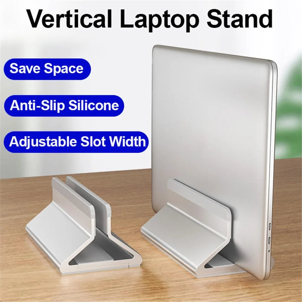C4 Adjustable Width Single Slot Storage Base for Notebooks and Tablets Aluminum Alloy Desk Stand - Silver - 2