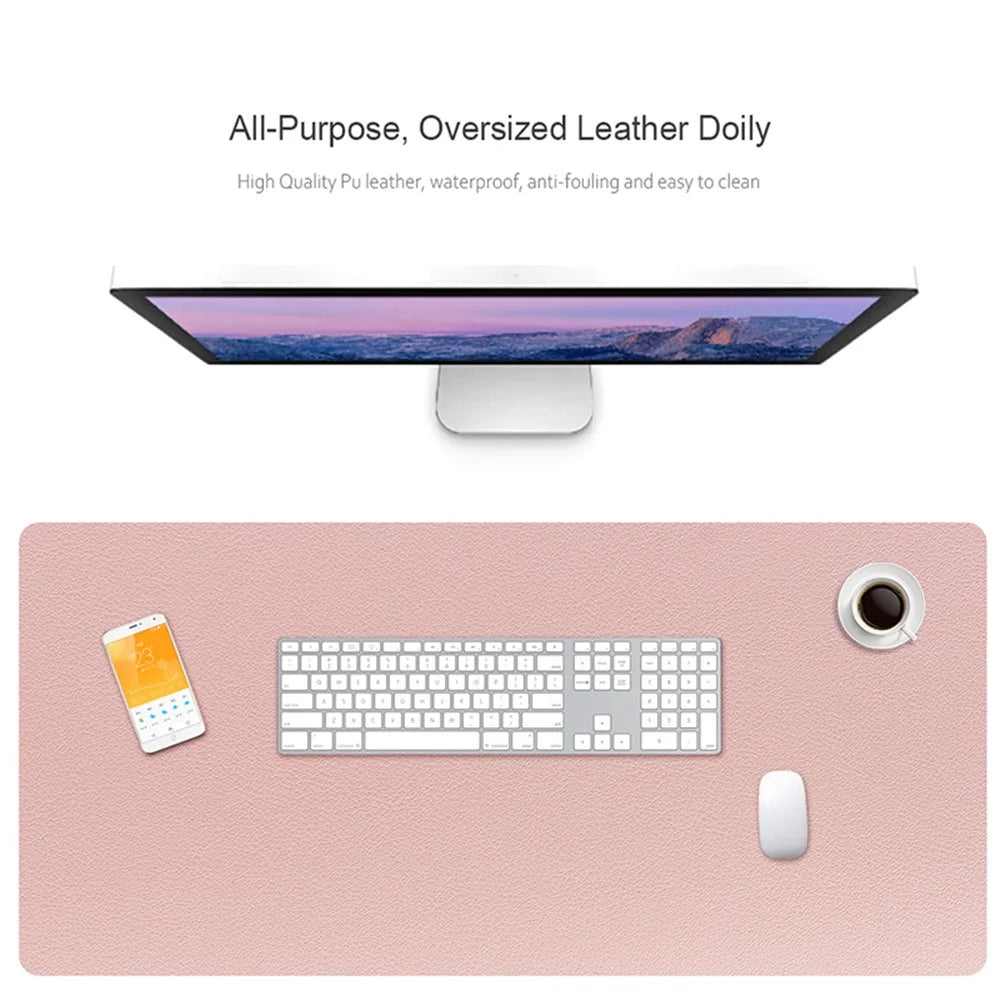 ZD01 90x40cm Extra Large Office Computer Desk Mat Double-sided Table Keyboard Mouse Pad - Pink/Silver - 2
