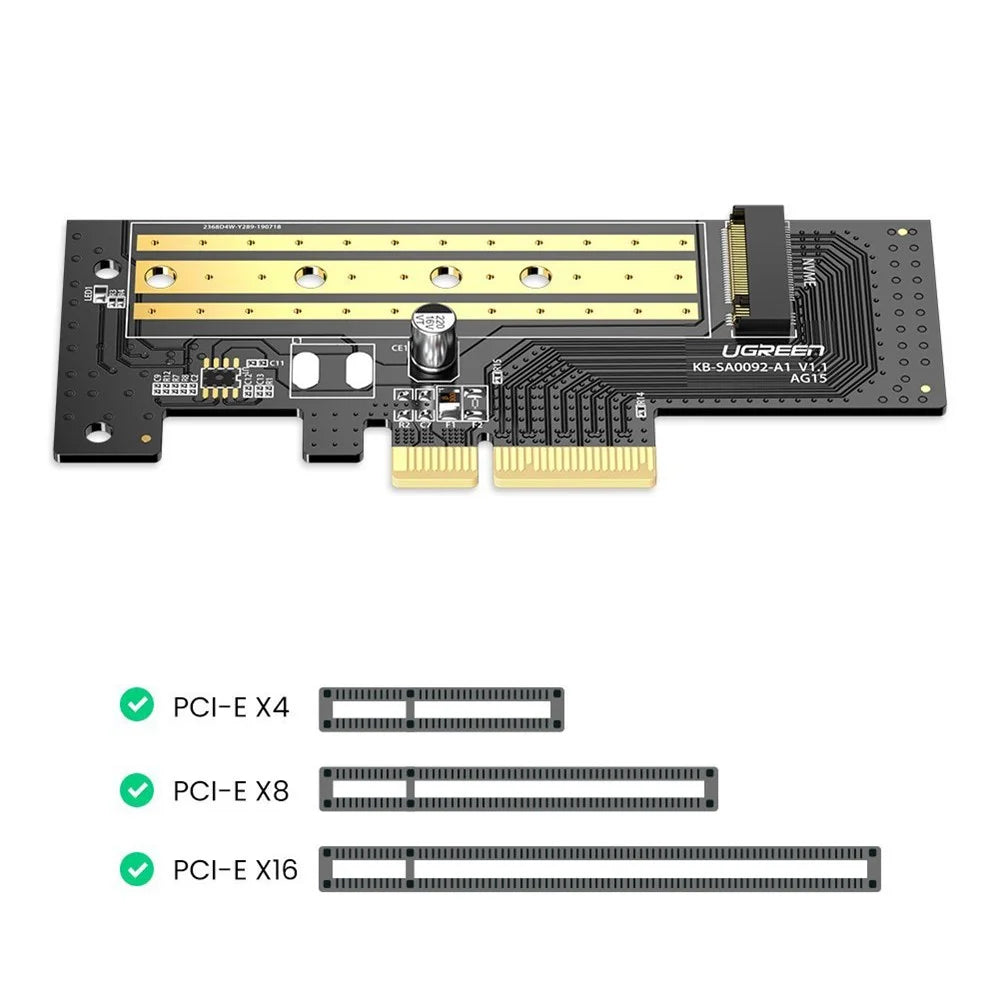 UGREEN M.2 NVME to PCle 3.0 Adapter High Speed Computer Expansion Cards SSD Conversion Card with Bracket - 2