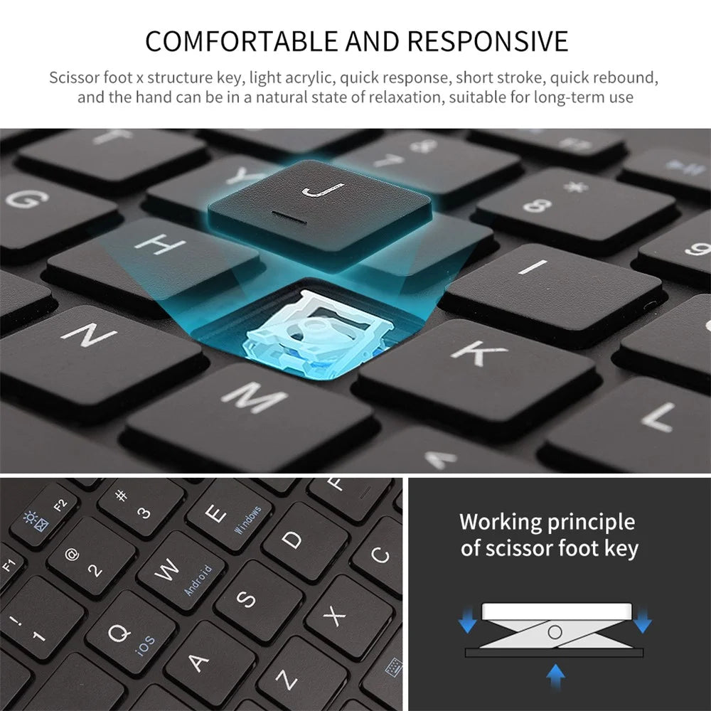 HM-04 Dual-Device Connection Bluetooth-compatible Keyboard for IOS Android Windows Phones/Tablets - Black - 6