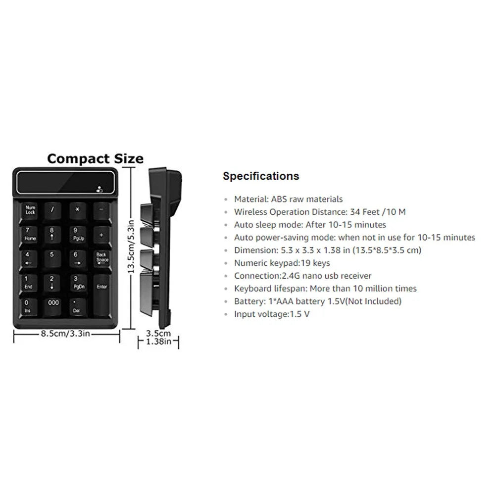 2.4G Wireless Mini Numeric Keyboard Suspended Mechanical Keyboard 19-key Mini Accounting Banking Keypad - 5