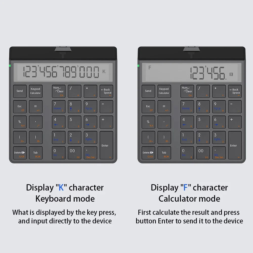 SUNREED KC9001S Bluetooth-compatible Numeric Keypad LCD Display 29-Keys Desktop Business Calculator for Laptop Computer - Black - 2