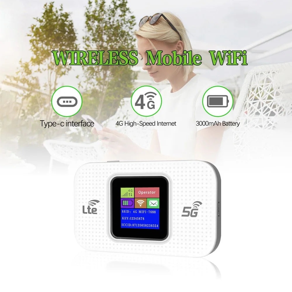 MF68E 4G LTE Wi-Fi Router Type-C Interface Color Display Built-In 3000mAh Battery Portable Router - Europe and Asia Version - 2