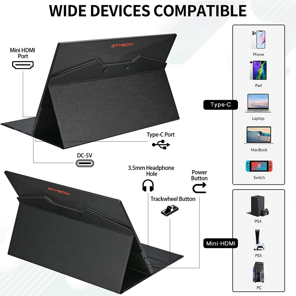 GTMEDIA Mate 173F 1080P 17.3-inch FHD IPS Screen Monitor Laptop Extended Gaming Display Screen - US Plug - 5