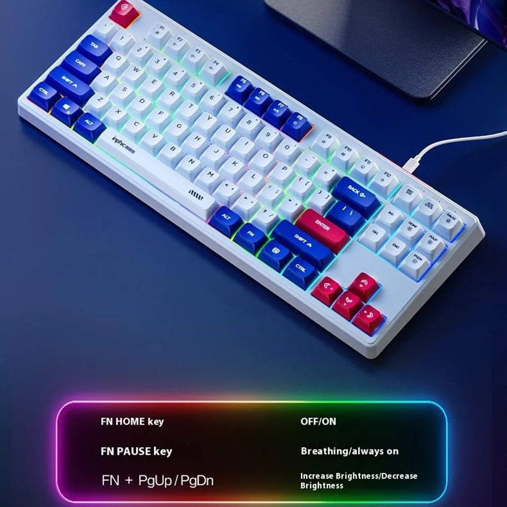 INPHIC K902 87 Keys Mute Keyboard Gaming Keyboard with Colorful Light for Home Office - 2