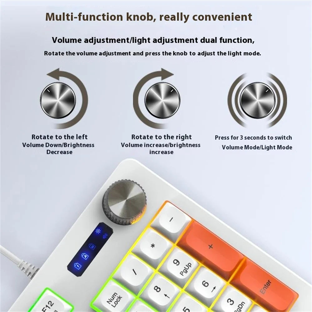 Y-FRUITFUL K93 Color Splicing Wired Keyboard 93-Key RGB Light Office Gaming Computer Keyboard - Orange+White - 5