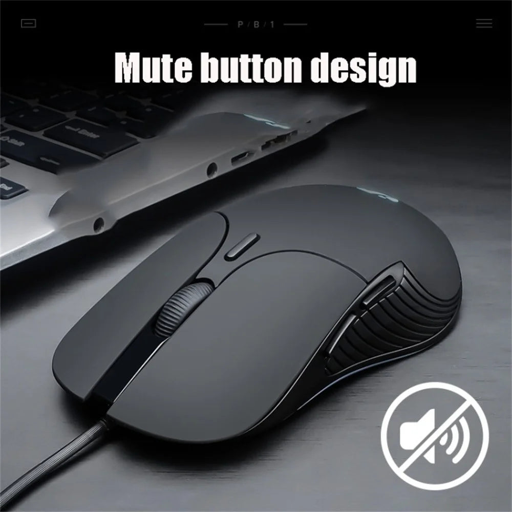 INPHIC PB1 USB Wired Business Office Gaming Mouse Mute Macro Programming Computer Laptop Mice - Black - 4