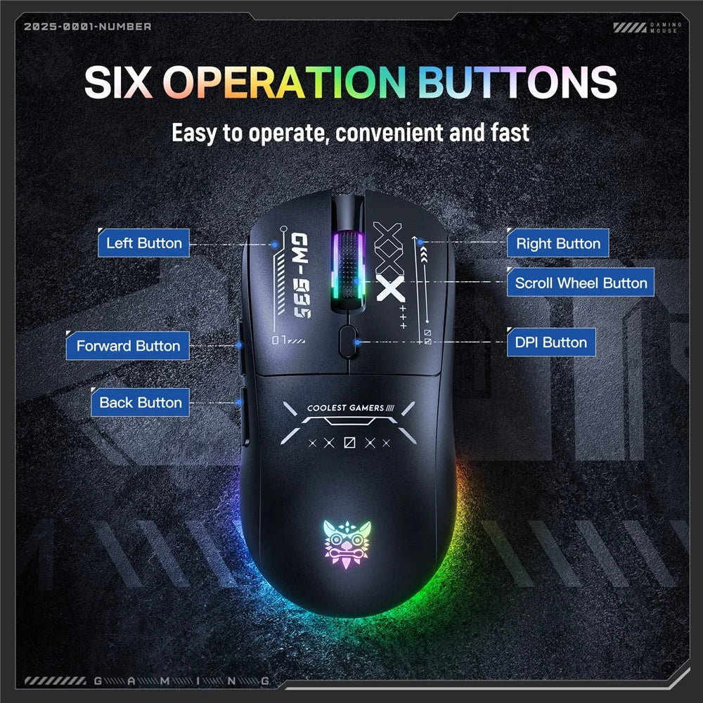 ONIKUMA CW935 Three Mode Gaming Mouse RGB 12800 DPI Bluetooth-compatible Wireless 2.4G Mouse - Black - 6