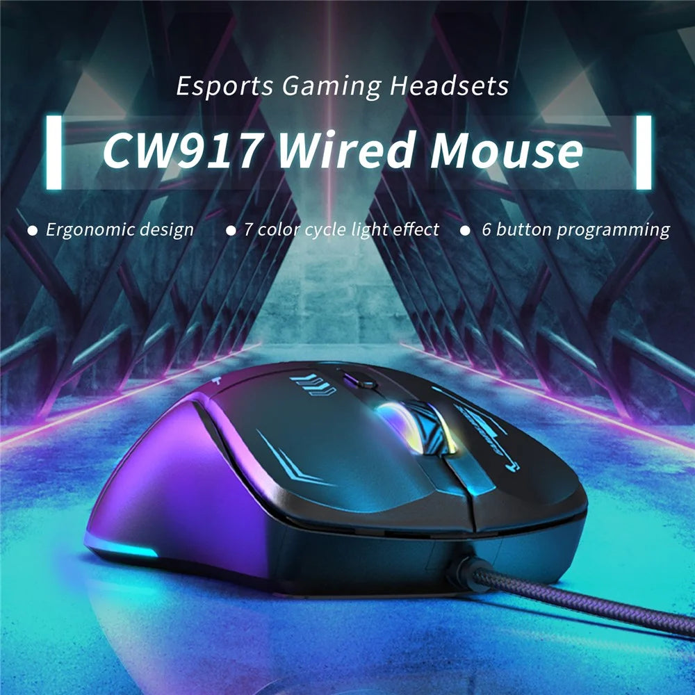 ONIKUMA CW917 Gaming Mouse 6 Keys RGB Color Wired Mechanical Mouse for PC Esports - Black - 2