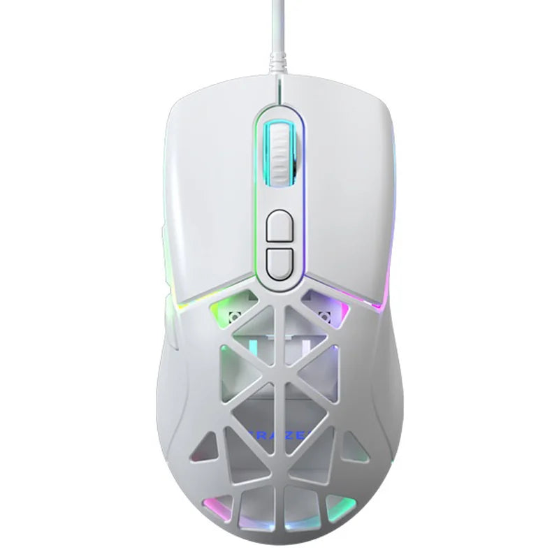 ERAZER G303 Pro Lightweight RGB Gaming Mouse 7 Buttons 12800 DPI Ergonomic Wired Mouse for Office (Invested By Lenovo) - White - 1