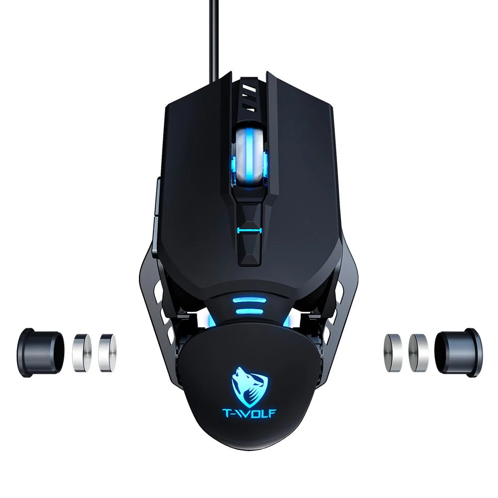 T-WOLF G530 Wired Mouse Colorful Luminous Gaming Mouse USB Port - Black - 3