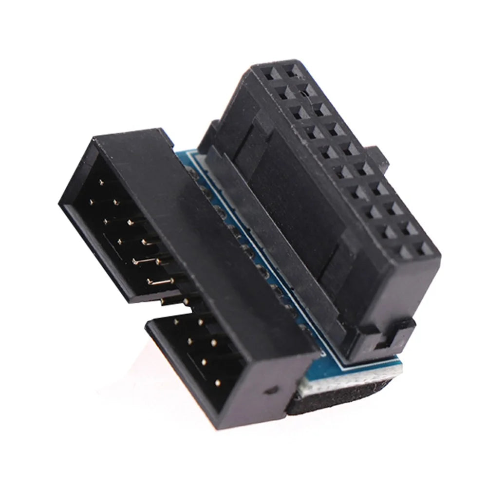 PH19A Desktop Computer Motherboard USB3.0 19Pin/20Pin Vertical Pin Socket Adapter Down Angled 90 Degree - Black - 2