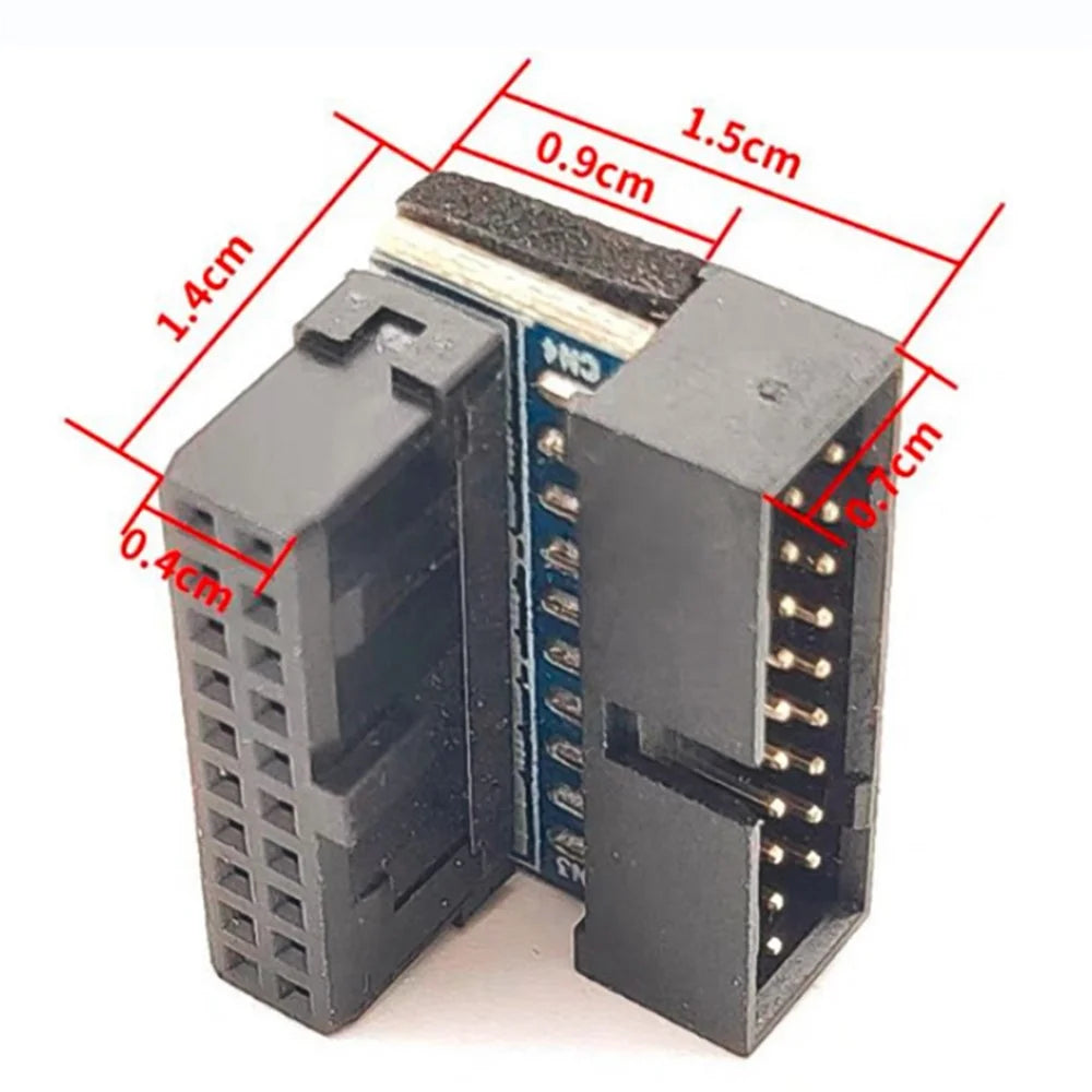 PH19B Desktop Computer Motherboard USB3.0 19Pin/20Pin Vertical Pin Socket Adapter Up Angled 90 Degree - Black - 5