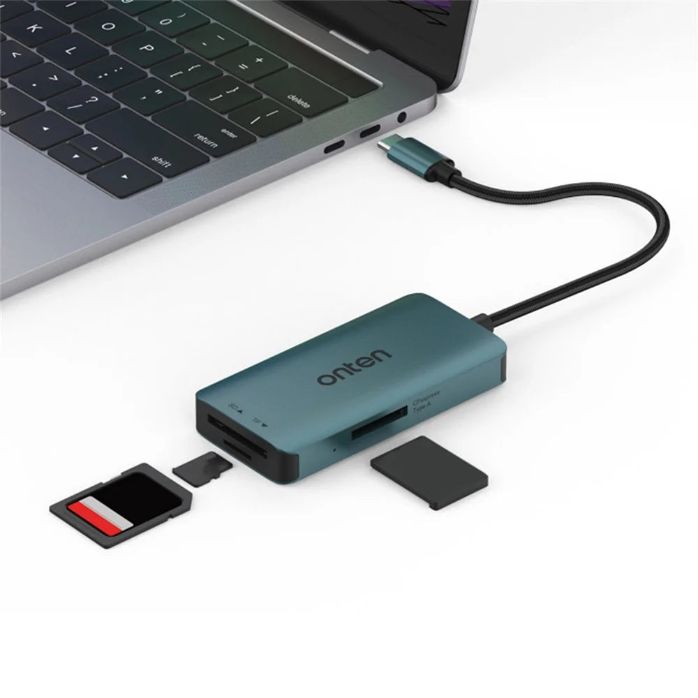 ONTEN C12 Type-C Card Reader Support for SD+Cfepress Type-A+TF Cards - Green - 6