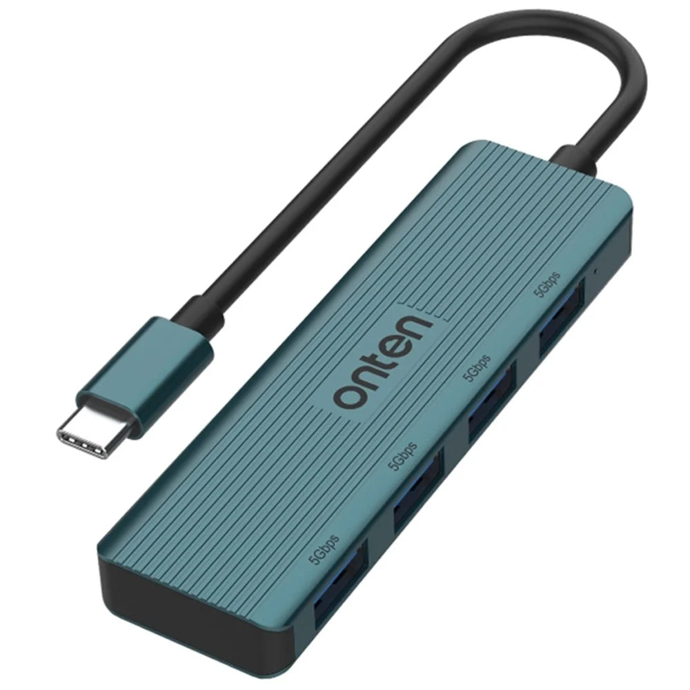ONTEN UC621 15cm Cable Type-C to 4xUSB3.2 Gen1 Ports USB Hub Splitter Laptop Phone Adapter - Green - 1