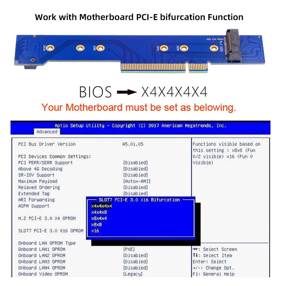 SA-012-LP Low Profile Dual 2x NVME M.2 SSD to PCIE Express Gen4 X8 X16 Raid Card VROC Raid0 Hyper Adapter - 2