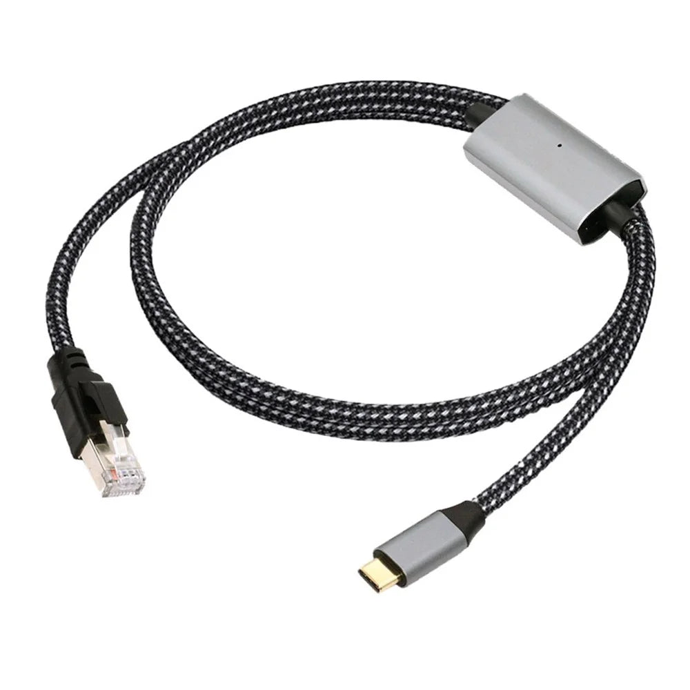 UT-024-TC USB-C to Ethernet Cable USB Type-C to RJ45 Male Cord 1000Mbps Gigabit LAN Network Compatible with Thunderbolt3 - 2