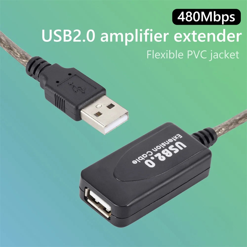 20m Male to Female USB 2.0 Extension Cable Active Repeater Cable USB Adapter Cord 480Mbps High-speed Data Transmission Extender Cable - 2