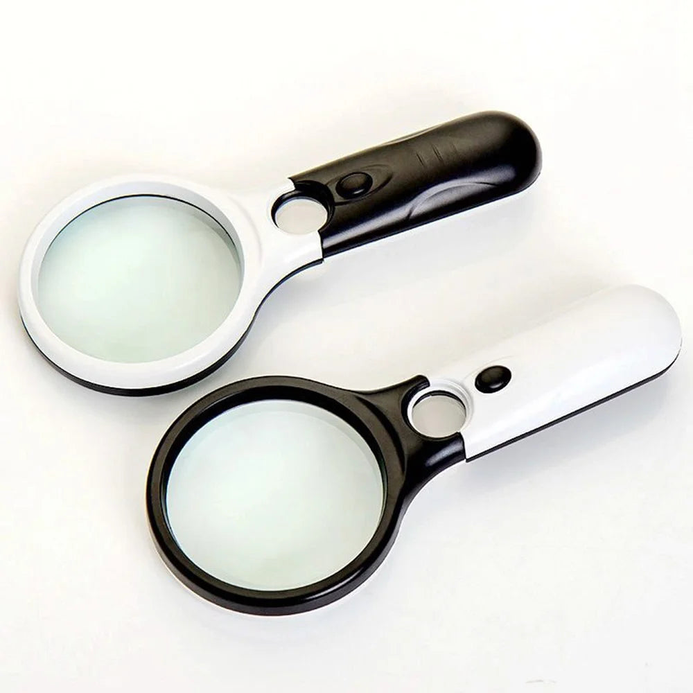 6902AB  3X + 45X Magnification Dual Lens Magnifying Glass with LED Light Handheld Jewelry Inspection Tool - 6902AB-75 - 2