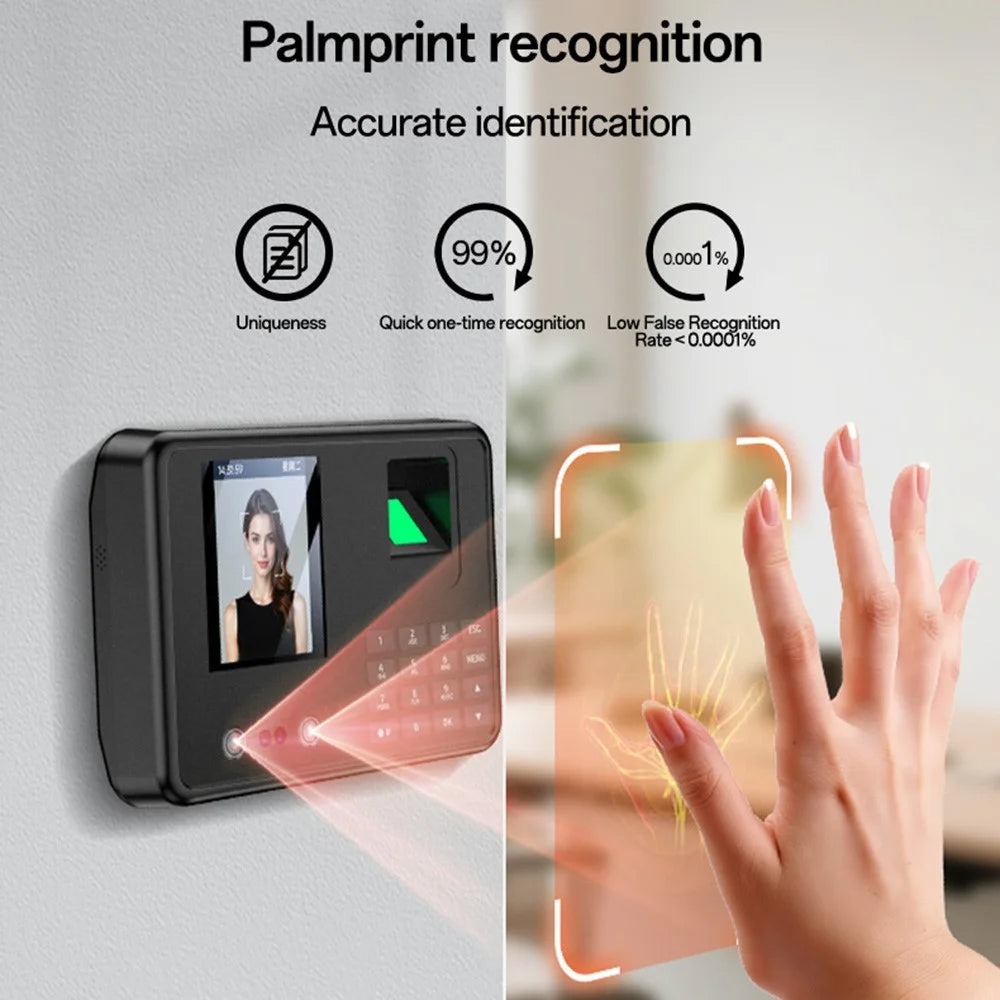 YESIDO KM30 Attendance Machine Time Clock Face Fingerprint Recognition Punch Card Reader Attendance Recorder - UK Plug - 4